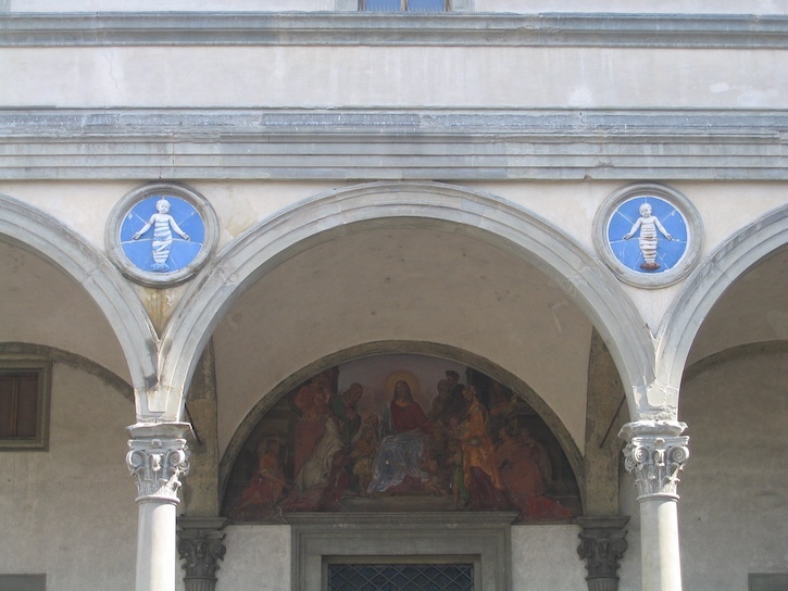 Detail of the façade of the Ospedale degli Innocenti (Foundlings' Hospital), Florence