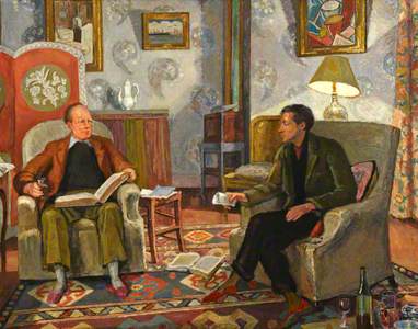 Interior Scene, with Clive Bell and Friend Drinking Wine