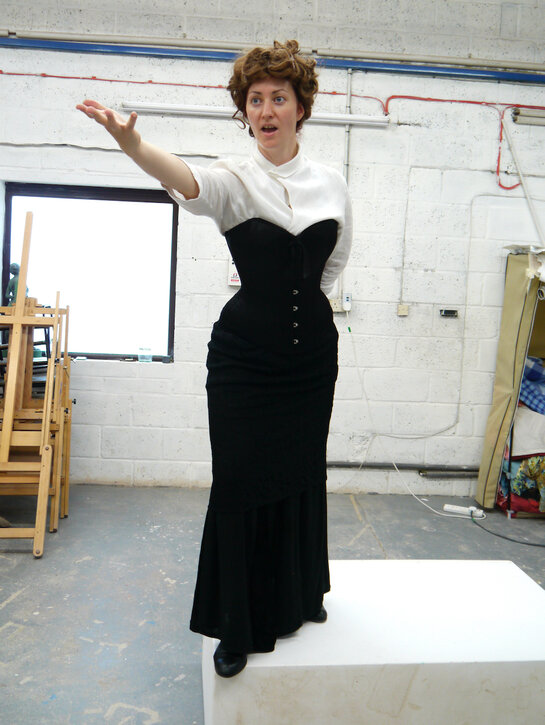 Trying out poses with Sarah Jenkins in the studio 