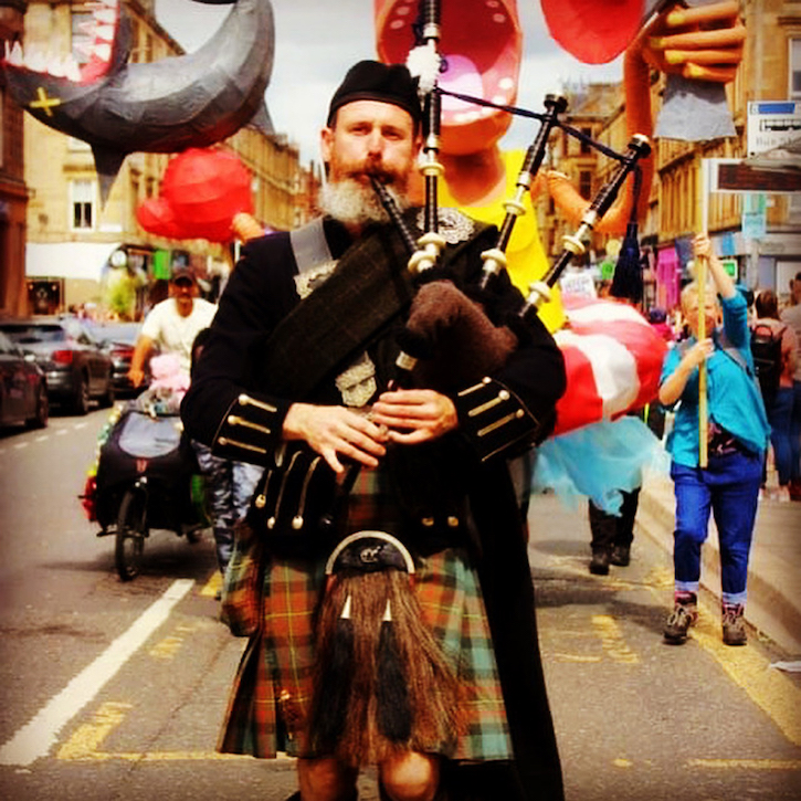Jim Ewen also works as a carpenter, plasterer – and professional bagpiper
