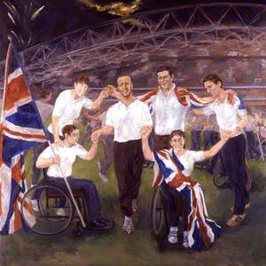 Six British Paralympic Athletes (Maggie McEleny (seated); Caroline Innes; Simon Jackson; Chris Holme