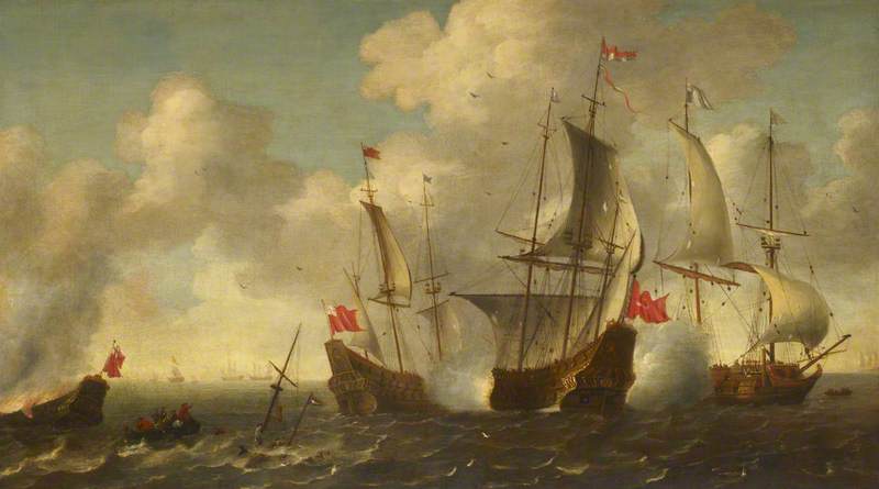 Anglo-Dutch Action: The 'Eendracht' Engaged with Two English Ships