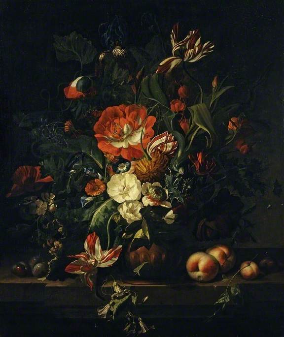 Still Life with Fruit and a Vase of Flowers