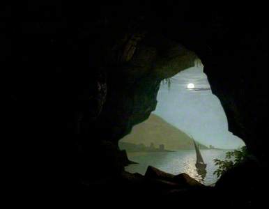 Grotto in the Gulf of Salerno, Italy, Moonlight