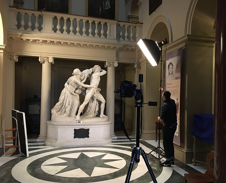 Photographer Jaron James photographing 'The Fury of Athamas' at Ickworth, Suffolk