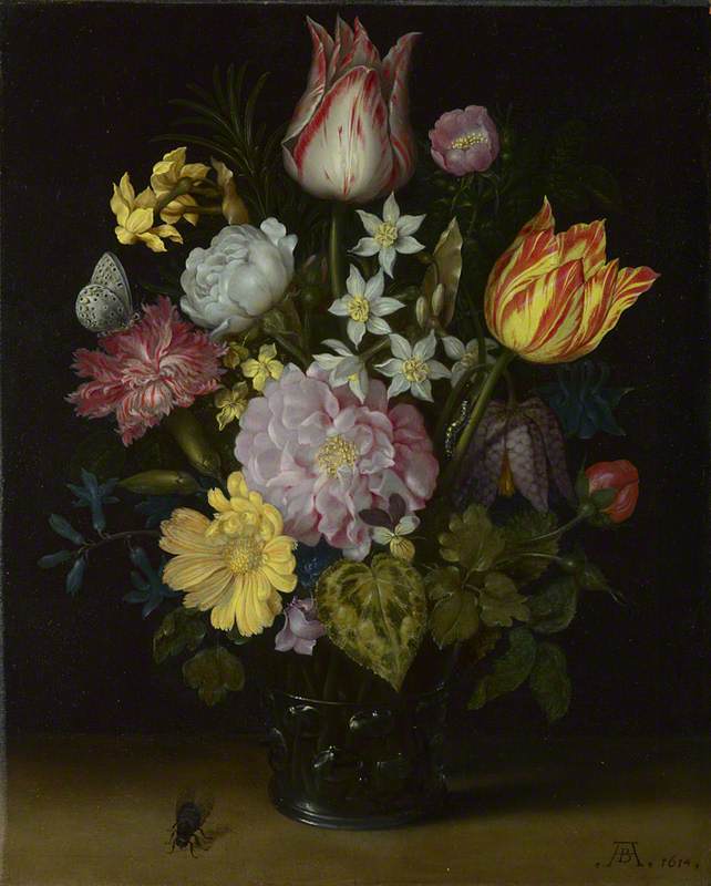 Flowers in a Glass Vase