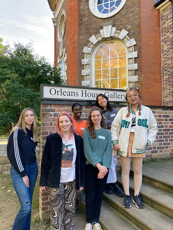 Some of Art UK's Work Experience Alumni Members outside the Gallery