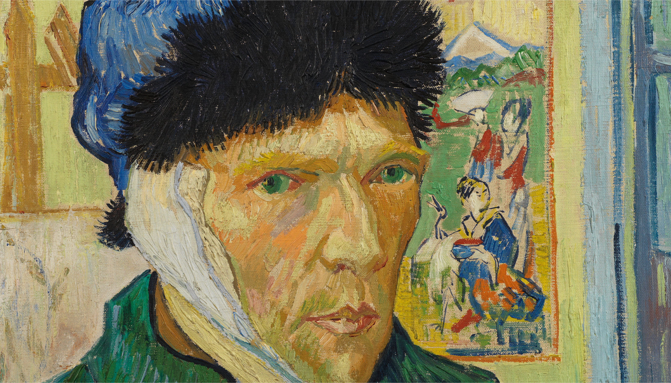 A detail from <i>Self-Portrait with Bandaged Ear</i>, 1889, oil on canvas by Vincent van Gogh (1853–1890). Image credit : The Courtauld