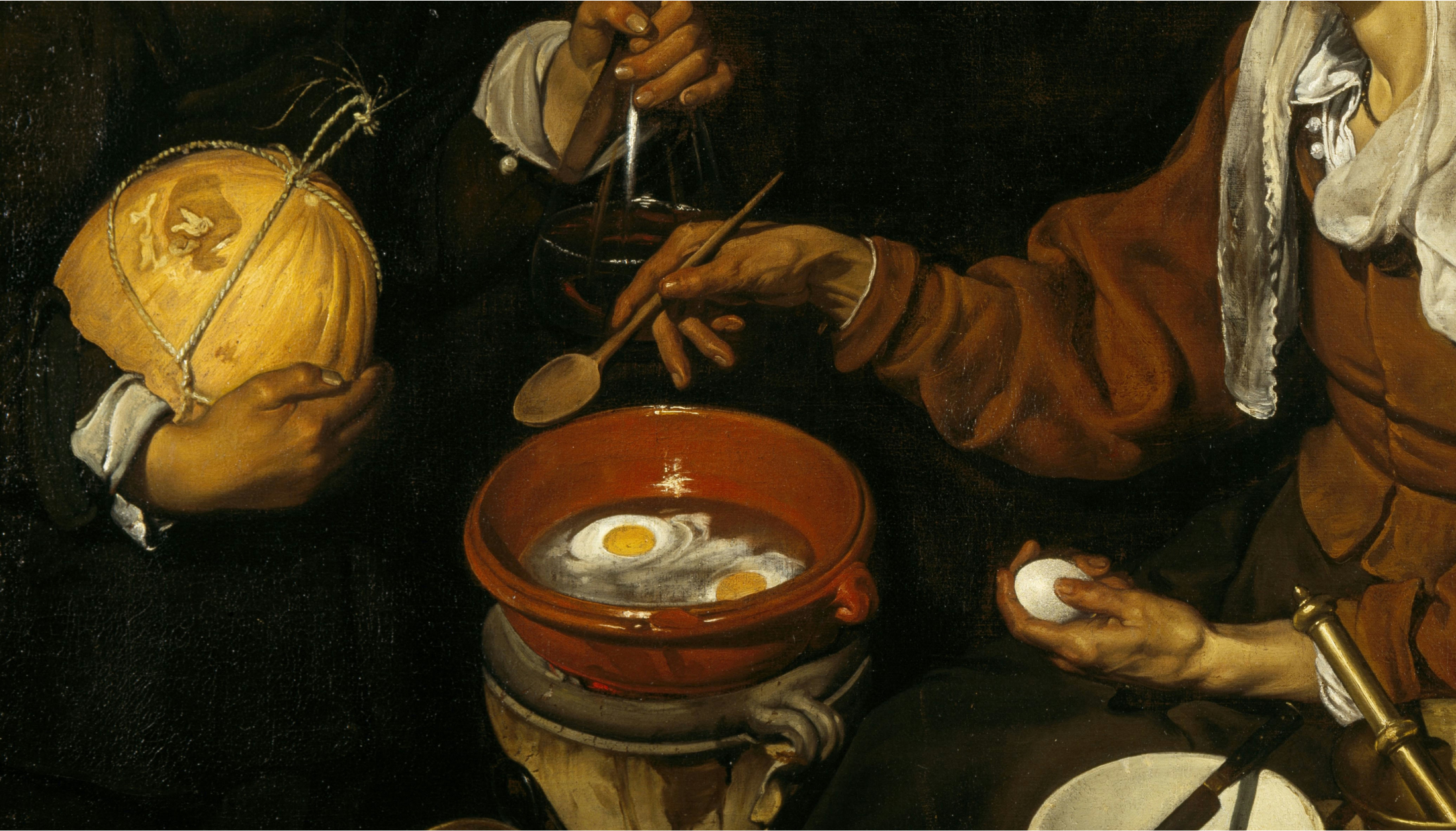 A detail from <i>An Old Woman Cooking Eggs</i>, 1618, oil on canvas by Diego Velázquez (1599–1660). Image credit : National Galleries of Scotland